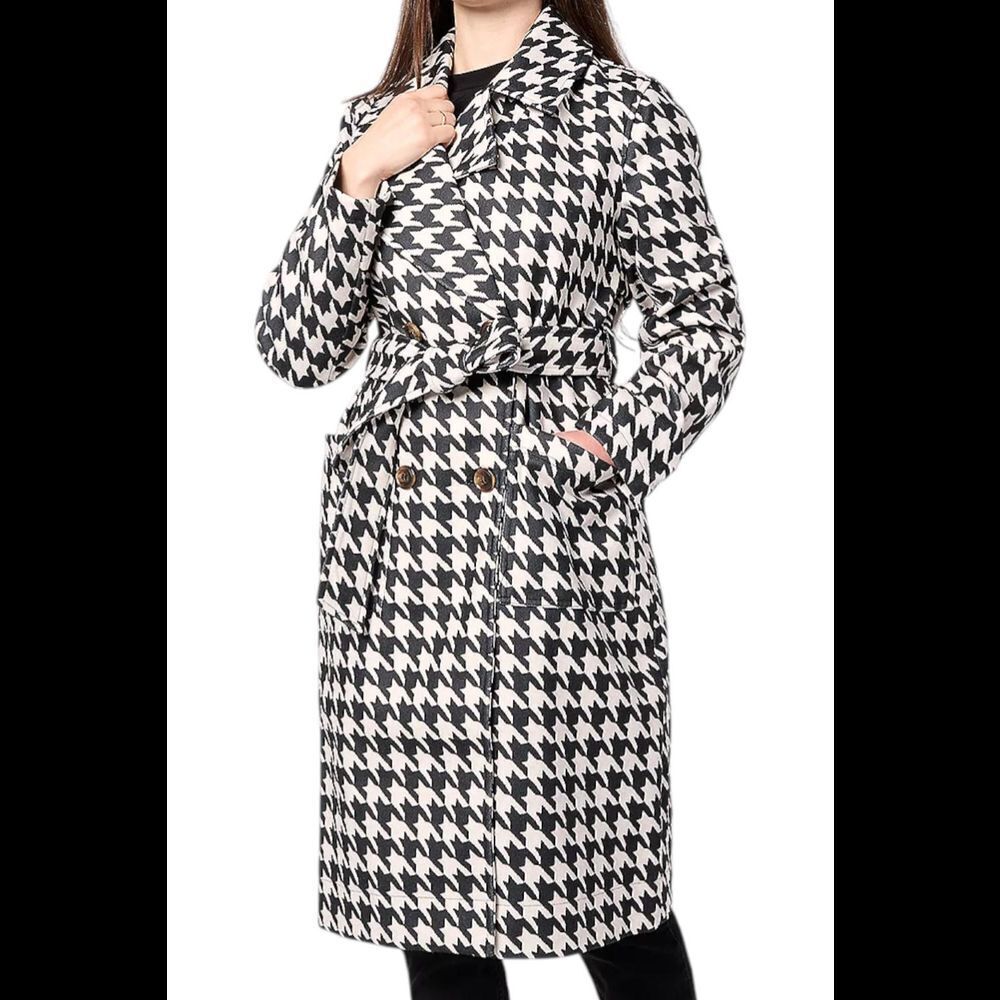 Thread Collective Women's Trench Patterned Trench Coat Houndstooth - Regular